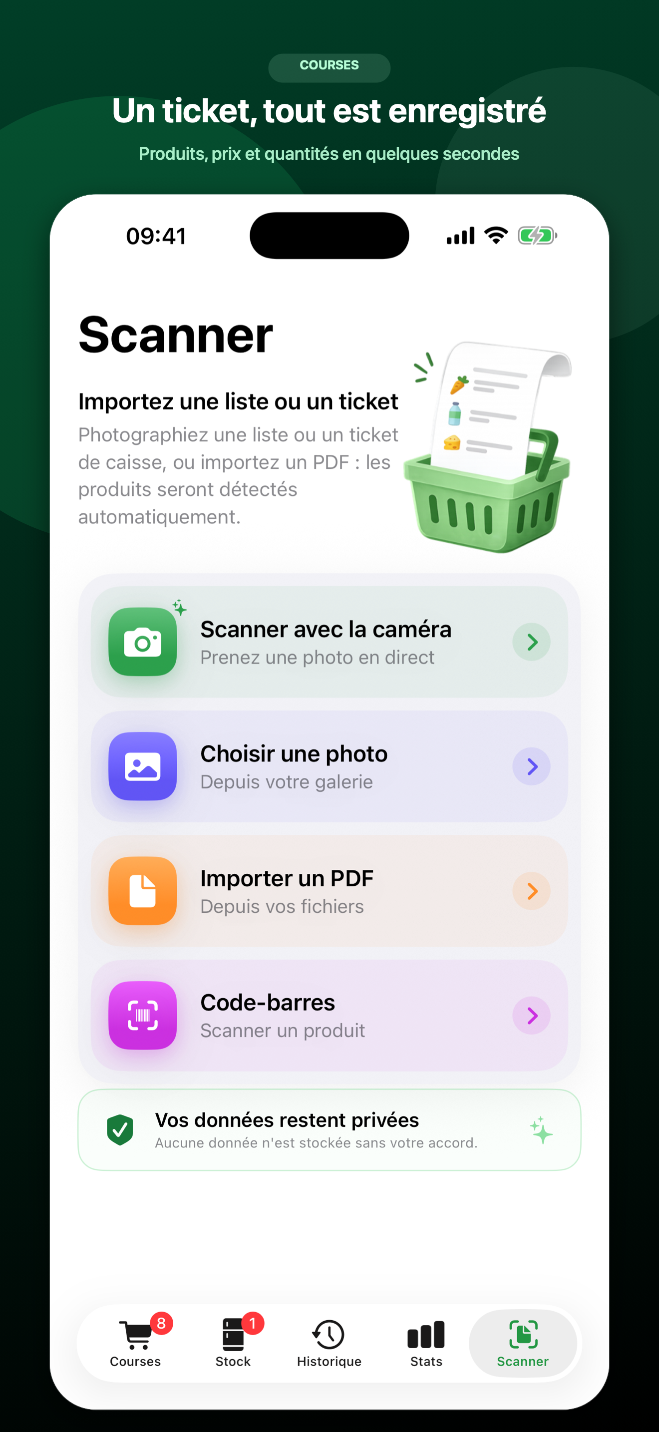 Scanner de tickets et codes-barres sur iPhone