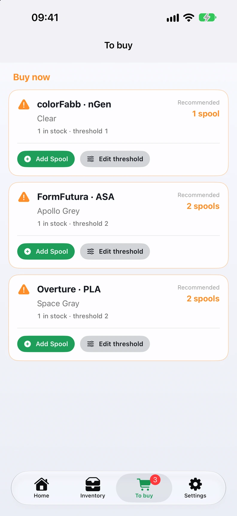 Filary low-stock alerts