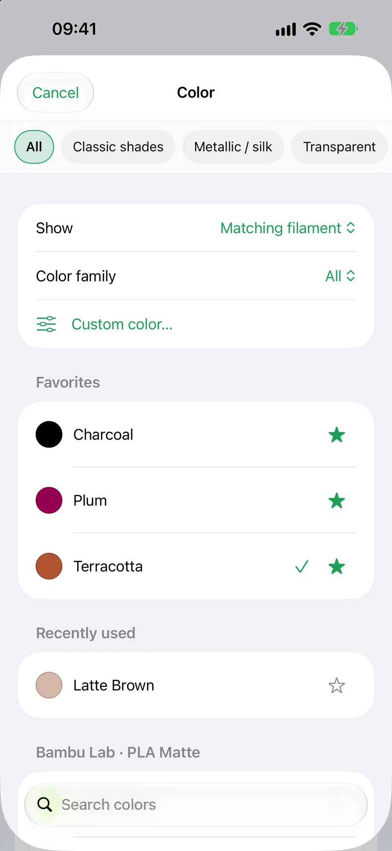 Filary color palette
