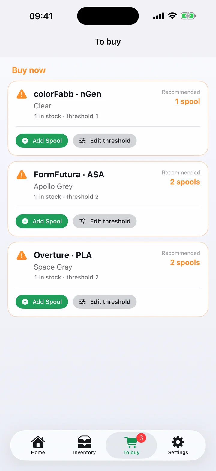 Filary low-stock alerts