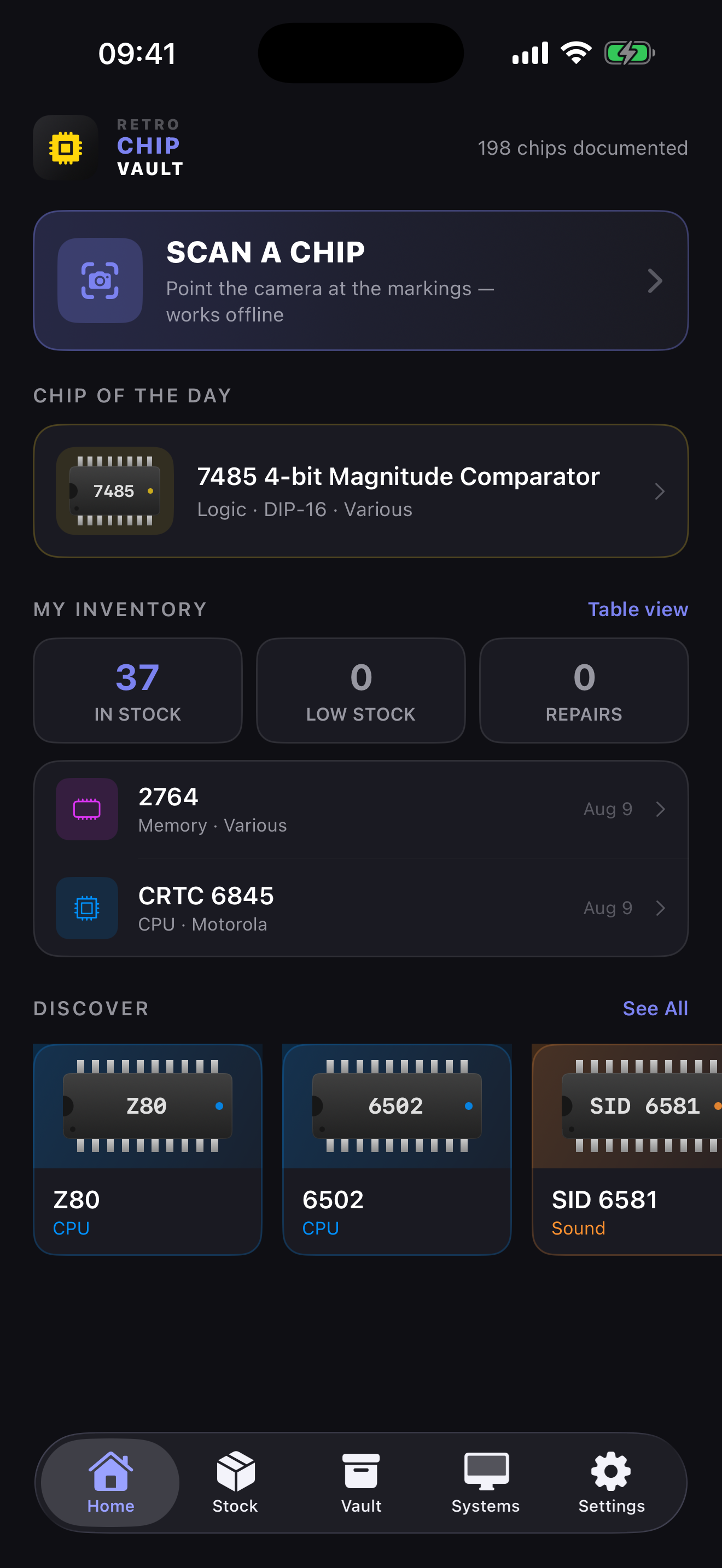 Retro Chip Vault home screen on iPhone