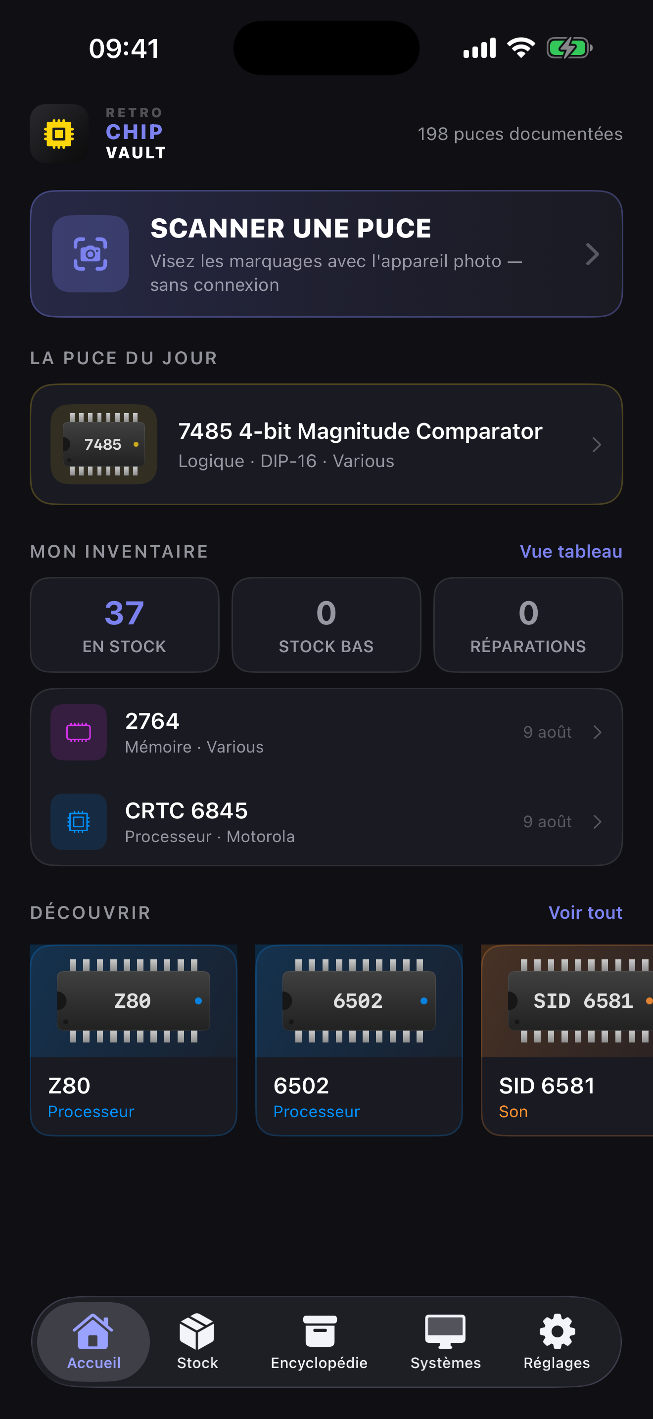 Accueil de Retro Chip Vault sur iPhone