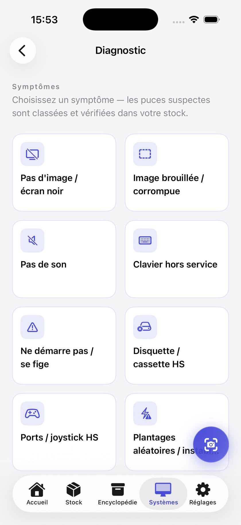 Choix du symptôme