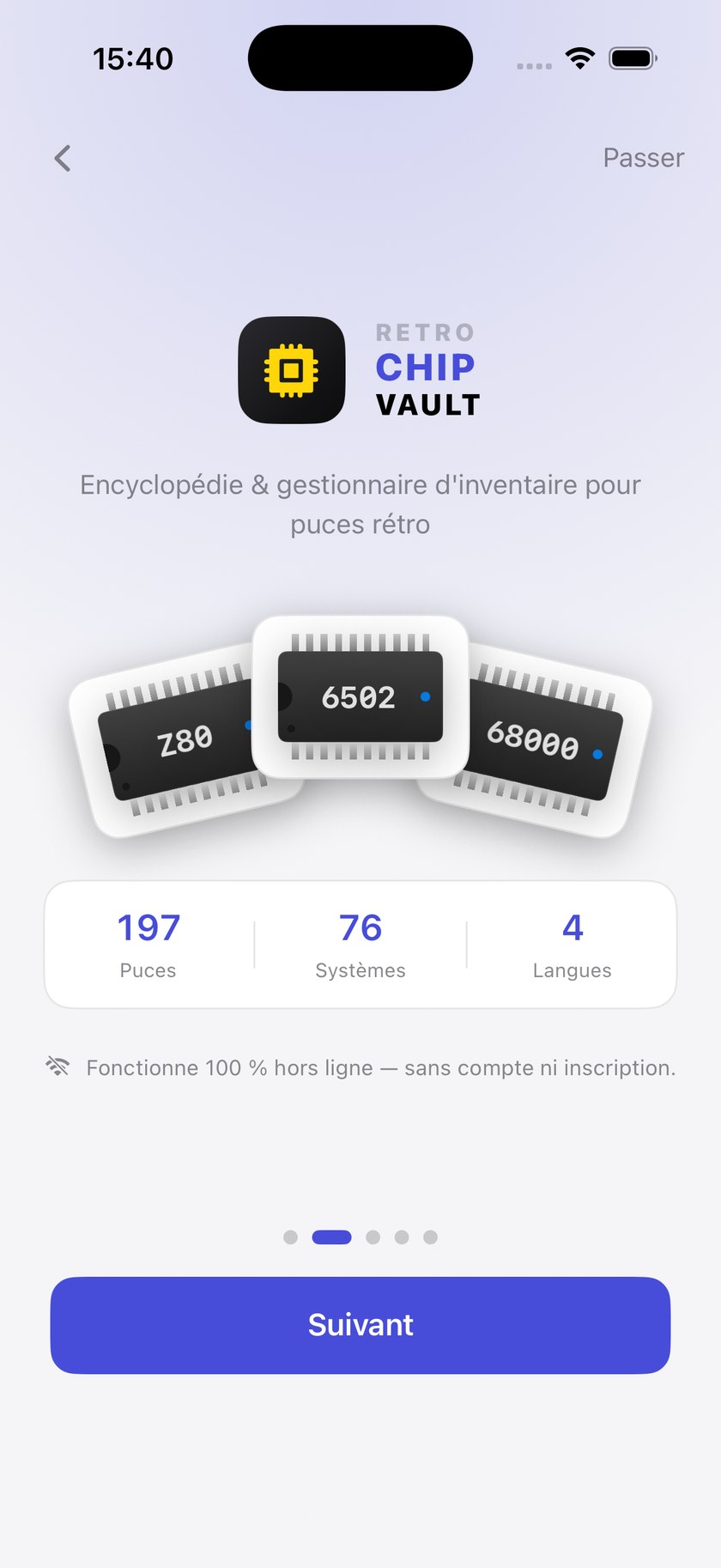 Écran de bienvenue