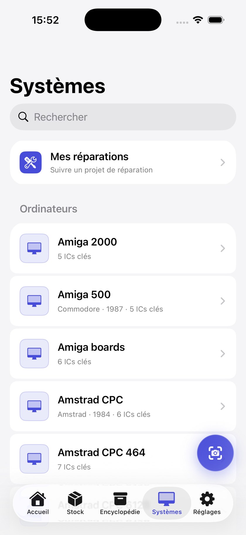 Liste des systèmes