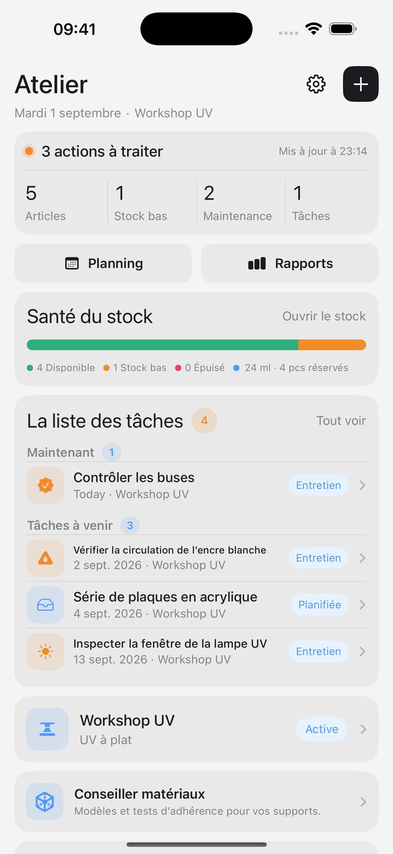 Préparation d’une tâche dans UV Mate sur iPhone